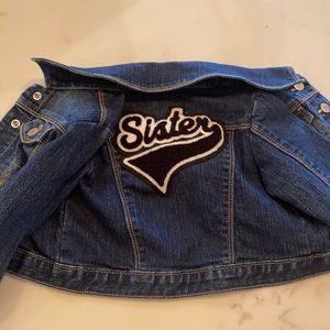 Sister embroidered Jean jacket.